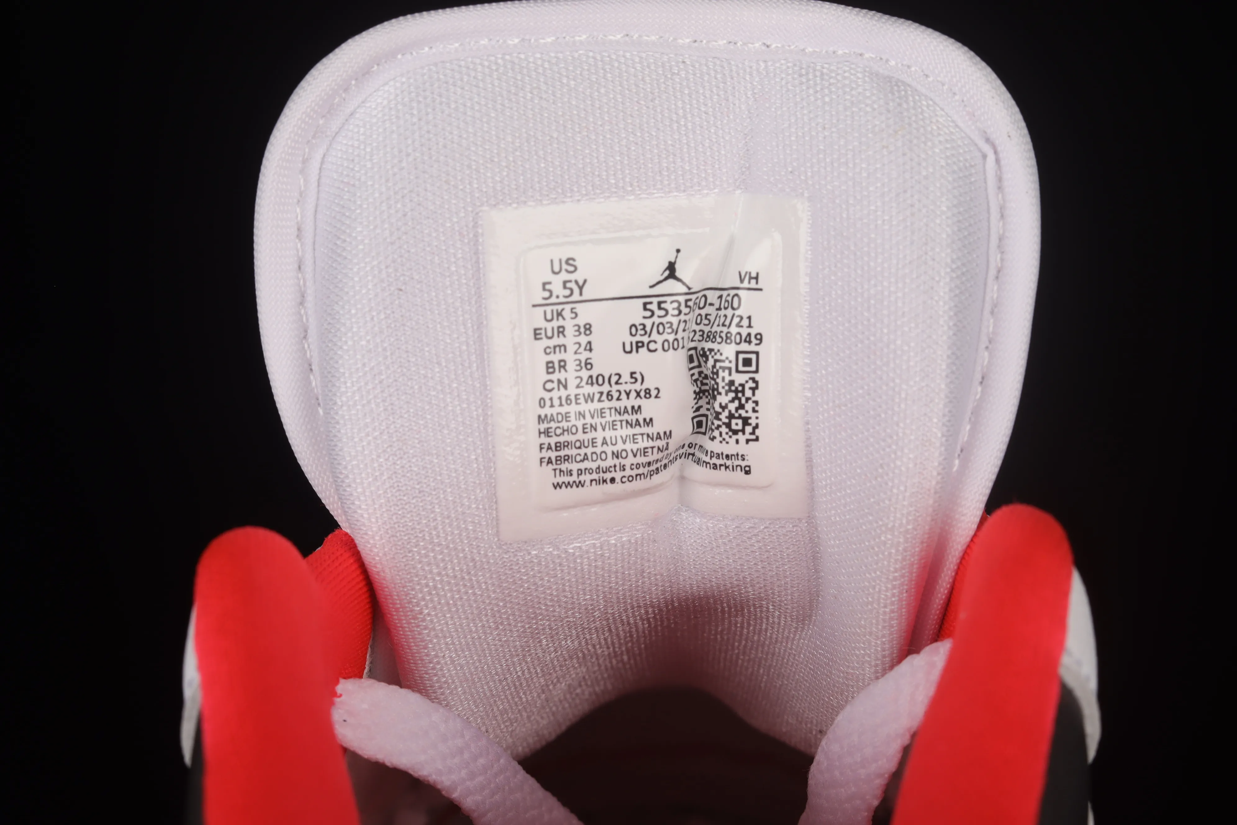 All categories Air Jordan Jordan series basketball shoes Air Jordan 1 Low G version pure original Air Jordan AJ1 Low AJ1 Joe 1 white black red low-top cultural leisure sports basketball shoes 553560-160